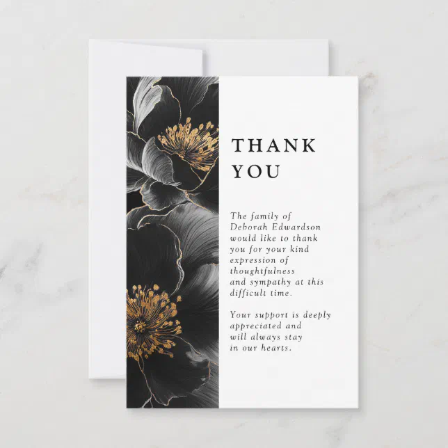 Modern Elegant Floral Celebration Of Life Funeral Thank You Card | Zazzle