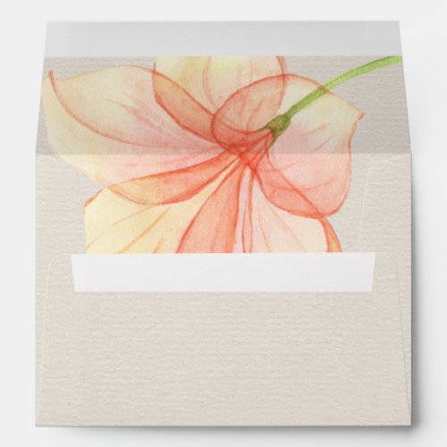 Modern elegant floral chic orange peach wedding envelope
