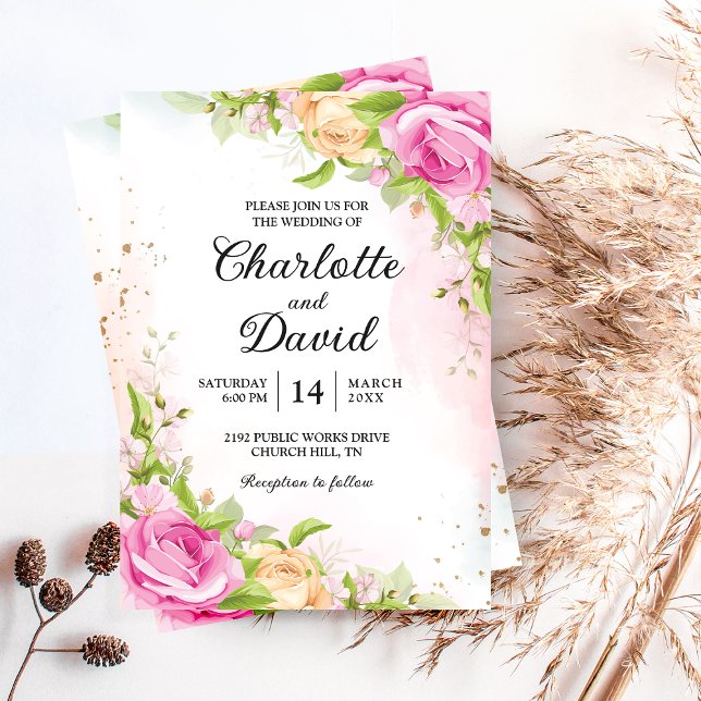 Modern Elegant Floral Chic Wedding Invitation (Creator Uploaded)