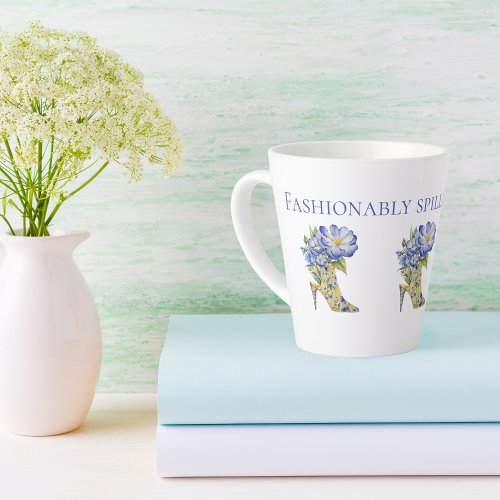 Modern Elegant Floral Chinoiserie High_Heel Shoe  Latte Mug