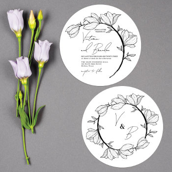 Modern Elegant Floral Circle Branch Wedding Invitation by _LaFemme_ at Zazzle