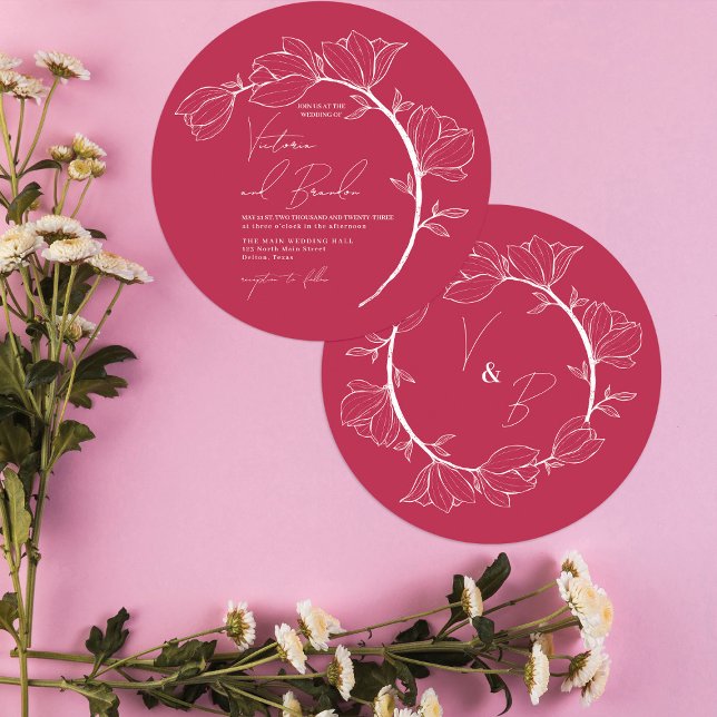 Modern Elegant Floral Circle Branch Wedding Invitation (Creator Uploaded)