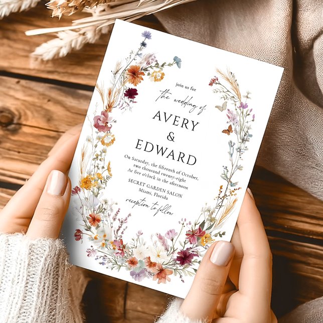 Modern Elegant Floral Fall Wedding Rustic Boho  Invitation (Creator Uploaded)