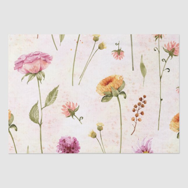Modern Elegant Floral Garden  Tissue Paper (Front)