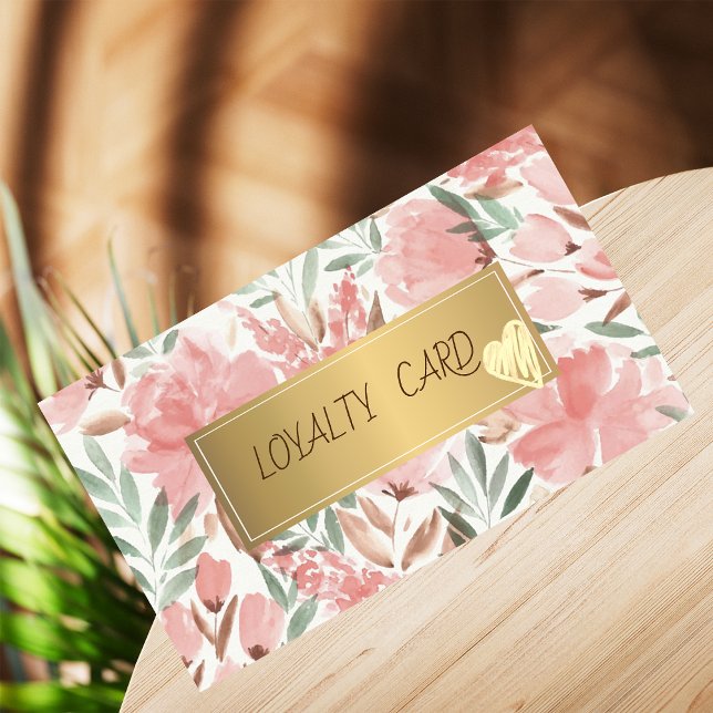 Modern Elegant Floral Gold Hearts,Frame Loyalty Card (Creator Uploaded)