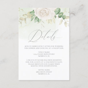 Modern Elegant Floral Greenery Wedding Details Enclosure Card
