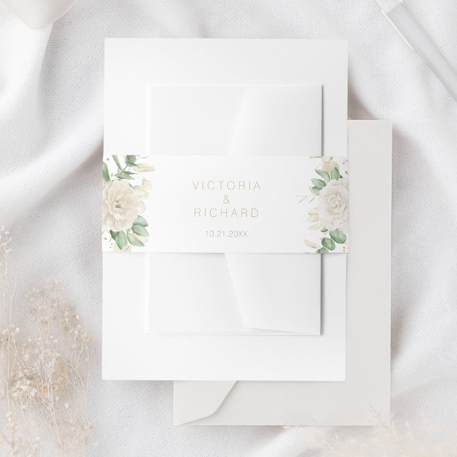 Modern Elegant Floral Greenery Wedding Invitation Belly Band (Creator Uploaded)
