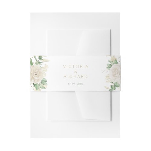 Modern Elegant Floral Greenery Wedding Invitation Belly Band