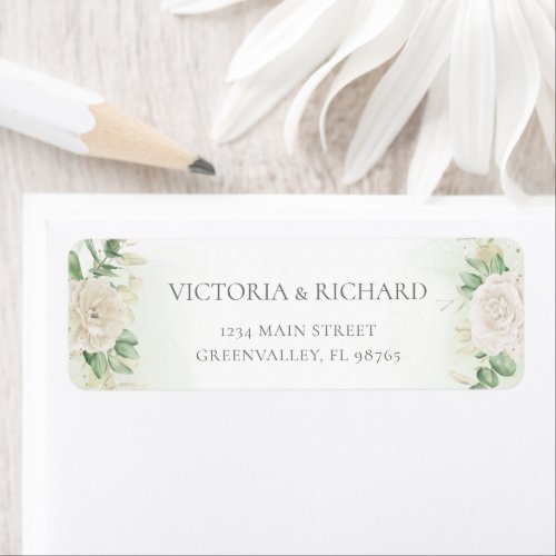 Modern Elegant Floral Greenery Wedding Label