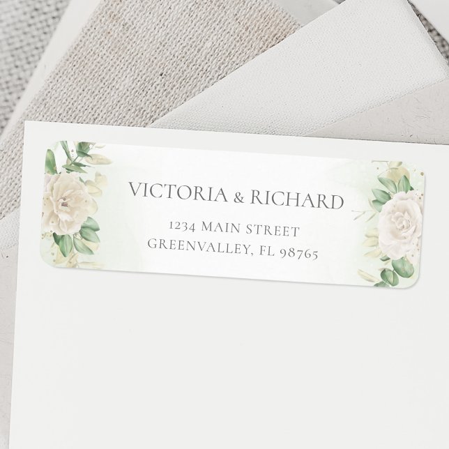 Modern Elegant Floral Greenery Wedding Label (Creator Uploaded)