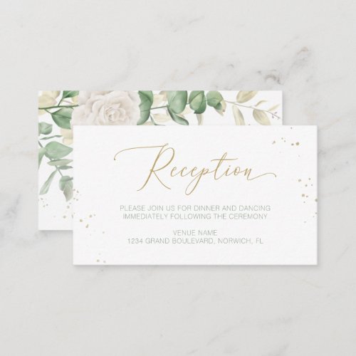 Modern Elegant Floral Greenery Wedding Reception Enclosure Card