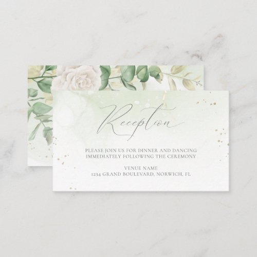 Modern Elegant Floral Greenery Wedding Reception Enclosure Card