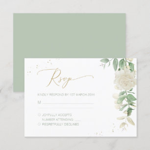 Modern Elegant Floral Greenery Wedding RSVP Card