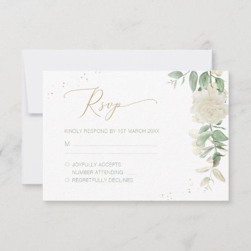 Modern Elegant Floral Greenery Wedding RSVP Card