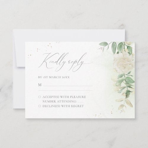 Modern Elegant Floral Greenery Wedding RSVP Card