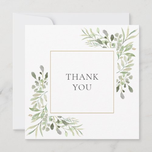 Modern Elegant Floral Greenery Wedding Thank You