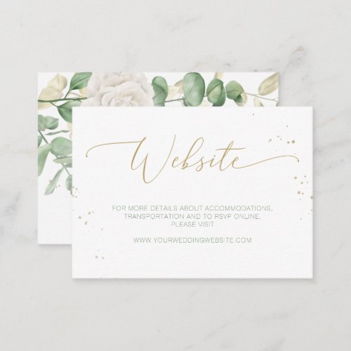 Modern Elegant Floral Greenery Wedding Website Enclosure Card