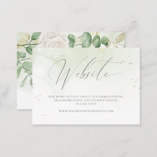 Modern Elegant Floral Greenery Wedding Website Enclosure Card
