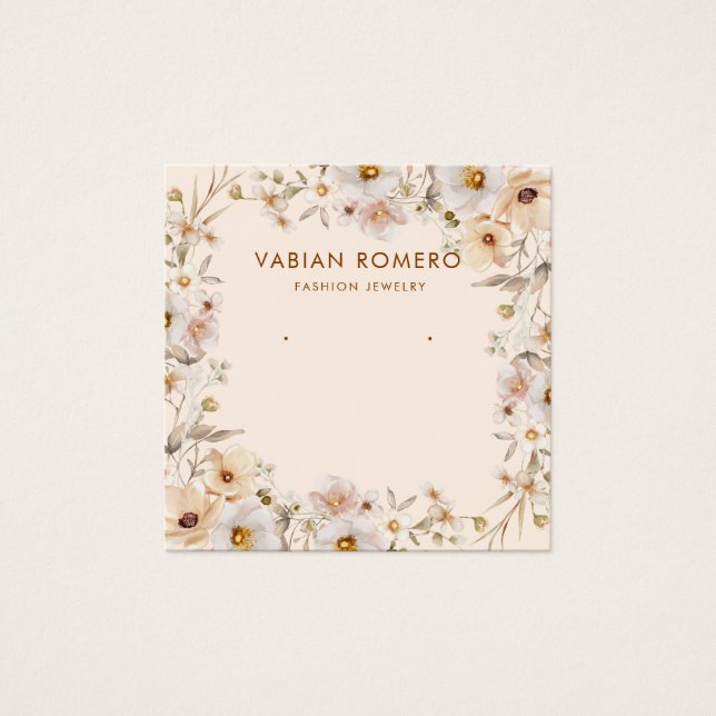 Modern Elegant Floral Jewelry Earring Display card (Front)