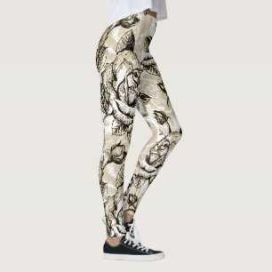 Modern Elegant Floral Leggings
