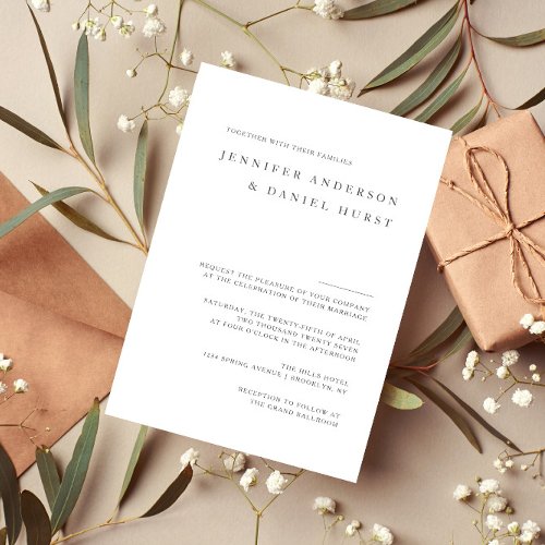 Modern Elegant Floral Line Art Wedding Invitation