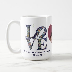 Modern Elegant Floral LOVE HEART PHOTO Coffee Mug