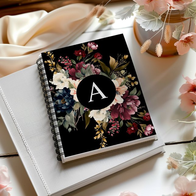 Modern Elegant Floral Monogram Personalized Notebook (Creator Uploaded)