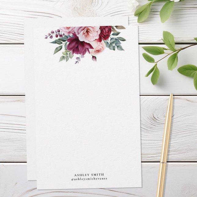 Modern Elegant Floral Monogram Stationery Paper (Creator Uploaded)