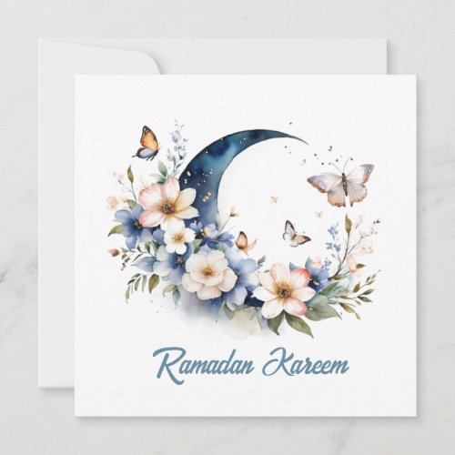 Modern Elegant floral Ramadan Crescent  Holiday Card