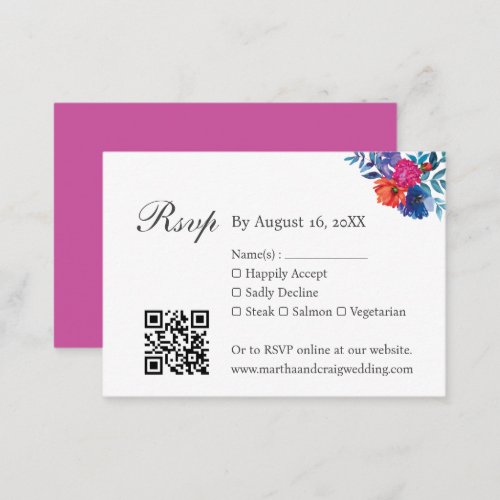 Modern Elegant Floral RSVP QR Code Enclosure Card