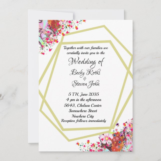 Modern Elegant Floral Rustic Wedding Invitation (Front)
