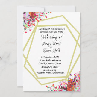 Modern Elegant Floral Rustic Wedding Invitation