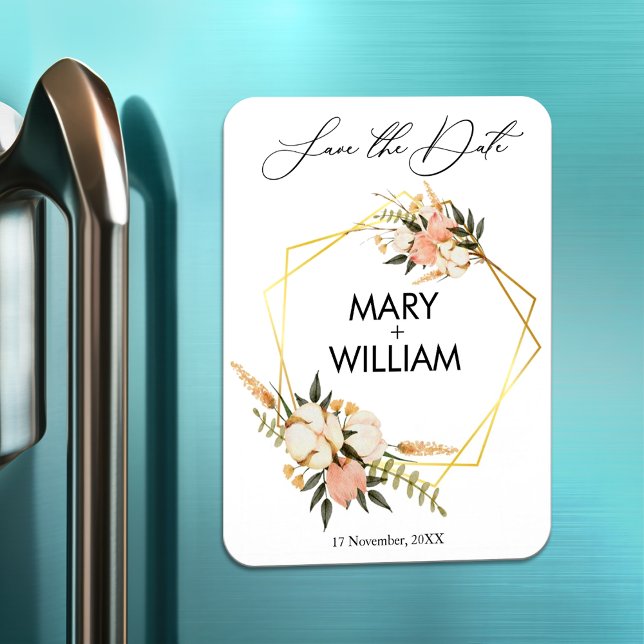 Modern Elegant Floral Save The Date Wedding Gift Magnet (Creator Uploaded)