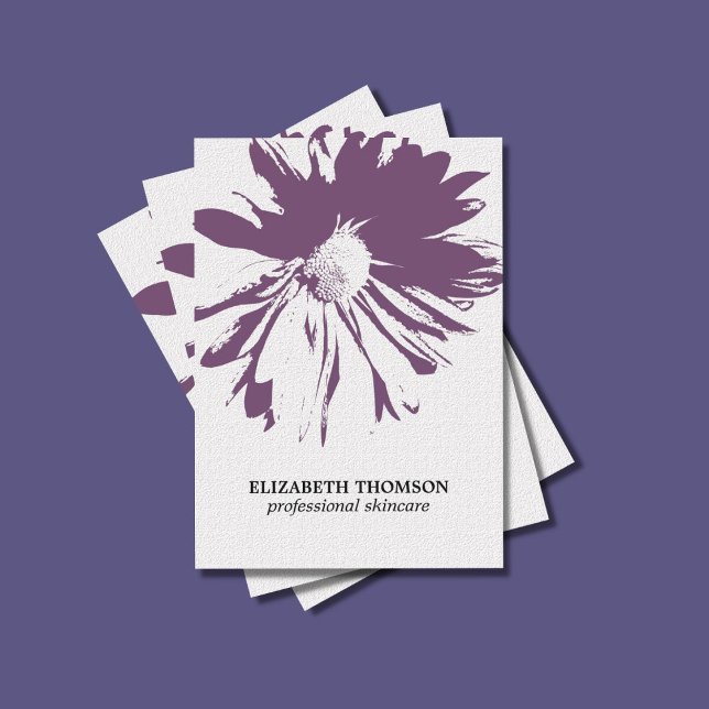 Modern Elegant Floral Texture Purple Cosmetologist Business Card (Creator Uploaded)