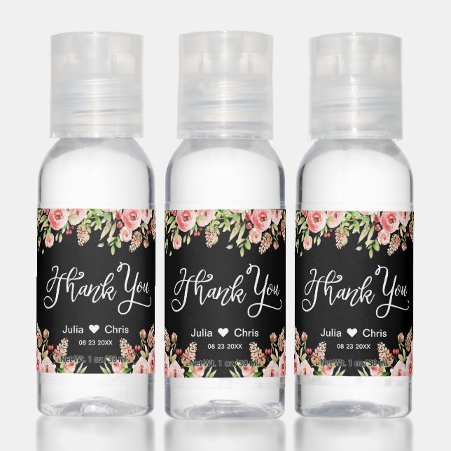 Modern Elegant Floral Thank You  Hand Sanitizer (Set)