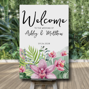 Modern Elegant Floral Tropical Wedding Sign