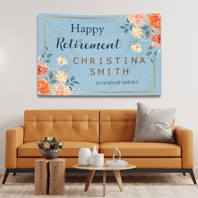 Modern Elegant Floral Watercolor Retirement Party Banner (Modern Elegant Floral Watercolor Retirement Party Banner)