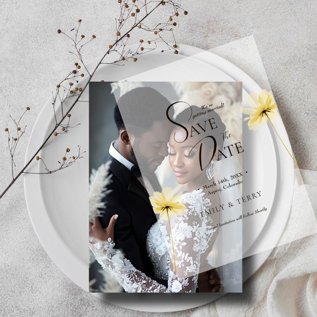 Modern Elegant Floral Wedding Save the Date Vellum Invitations (Creator Uploaded)