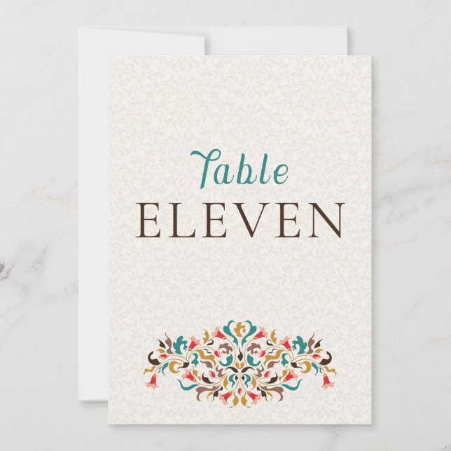 Modern Elegant Floral Wreath Wedding Table Number (Front)