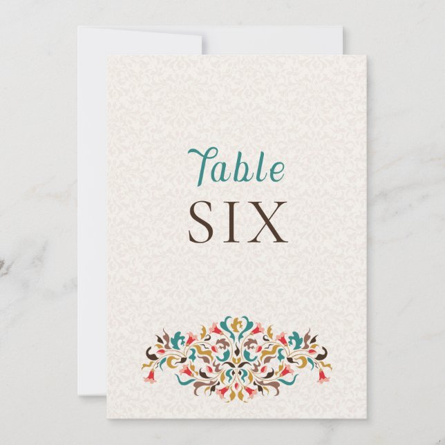 Modern Elegant Floral Wreath Wedding Table Number (Front)