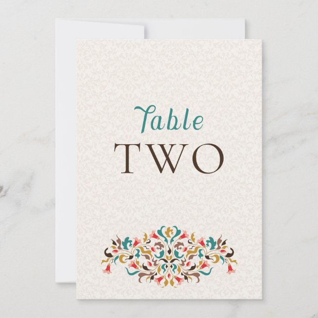 Modern Elegant Floral Wreath Wedding Table Number (Front)