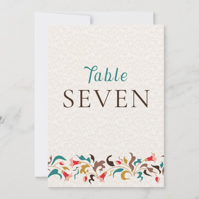 Modern Elegant Floral Wreath Wedding Table Number (Front)