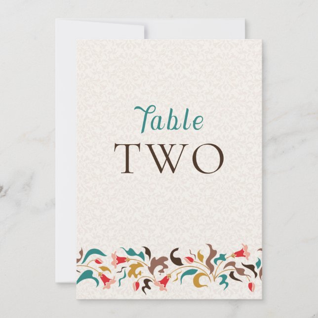 Modern Elegant Floral Wreath Wedding Table Number (Front)