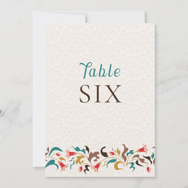 Modern Elegant Floral Wreath Wedding Table Number (Front)