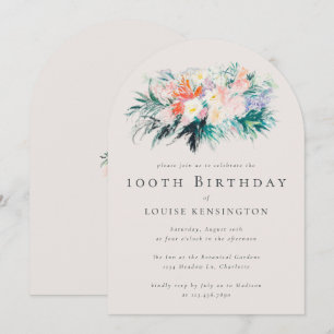 Modern Elegant Flowers Bouquet 100th Birthday Invitation