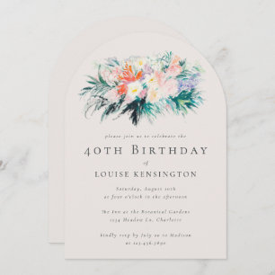 Modern Elegant Flowers Bouquet 40th Birthday Invitation