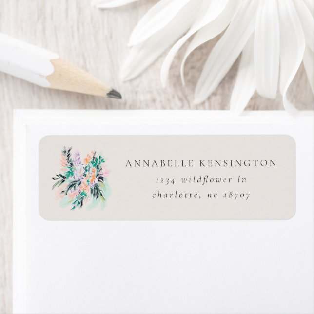 Modern Elegant Flowers Bouquet Return Address Label (Insitu)
