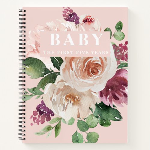 Modern Elegant Flowers Pastel Pink Mother Gift Notebook