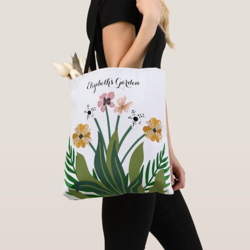 Modern Elegant Flowers Watercolor Garden Custom Tote Bag