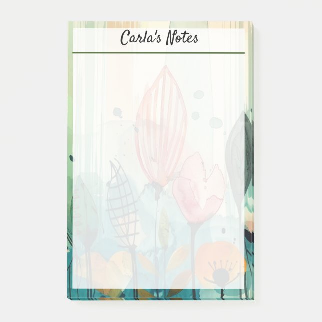 Modern Elegant Flowery Garden 4" x 6" Post-it Notes (Front)